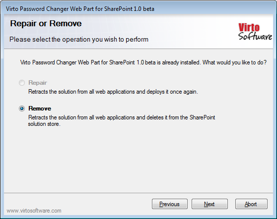 uninstalling_virto_sharepoint_password_change_1